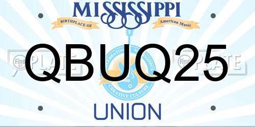 QBUQ25 Mississippi License Plate