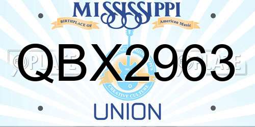 QBX2963 Mississippi License Plate