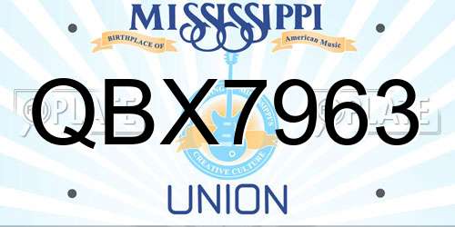 QBX7963 Mississippi License Plate