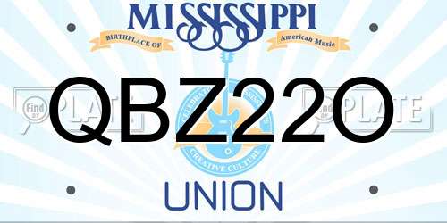 QBZ22O Mississippi License Plate