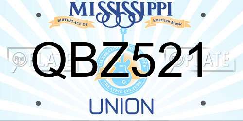 QBZ521 Mississippi License Plate