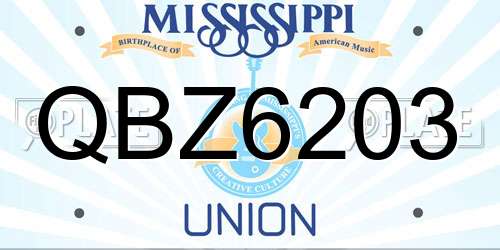 QBZ6203 Mississippi License Plate