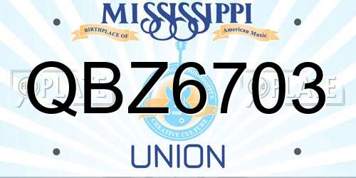 QBZ6703 Mississippi License Plate