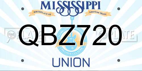 QBZ720 Mississippi License Plate