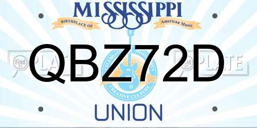 QBZ72D Mississippi License Plate