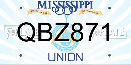 QBZ871 Mississippi License Plate