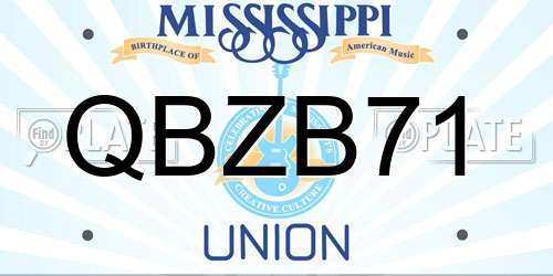 QBZB71 Mississippi License Plate