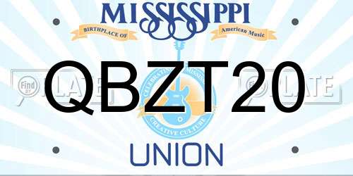QBZT20 Mississippi License Plate
