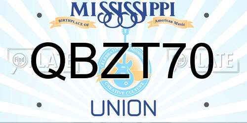 QBZT70 Mississippi License Plate