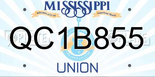 QC1B855 Mississippi License Plate