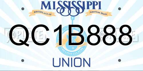 QC1B888 Mississippi License Plate