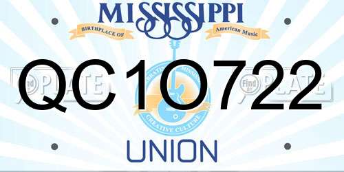 QC1O722 Mississippi License Plate
