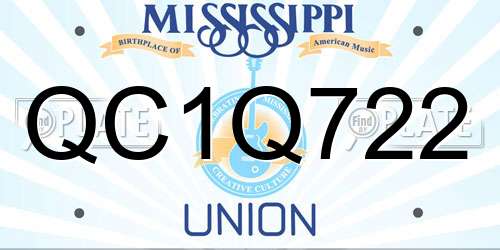 QC1Q722 Mississippi License Plate