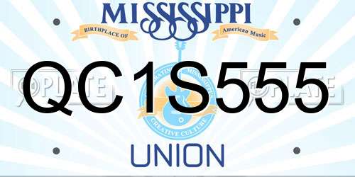 QC1S555 Mississippi License Plate