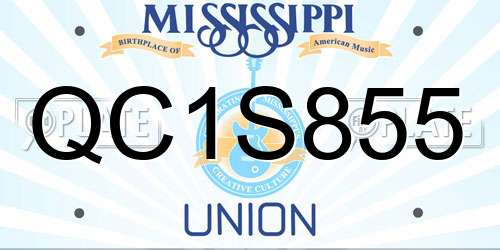 QC1S855 Mississippi License Plate