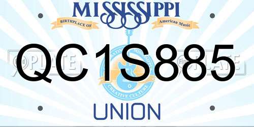 QC1S885 Mississippi License Plate