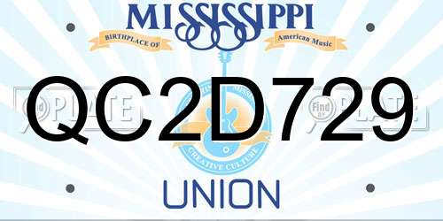QC2D729 Mississippi License Plate