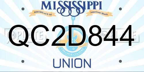 QC2D844 Mississippi License Plate