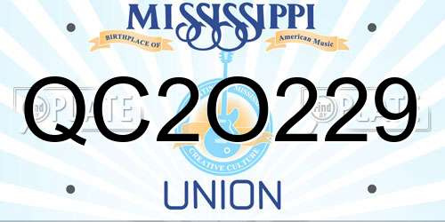 QC2O229 Mississippi License Plate
