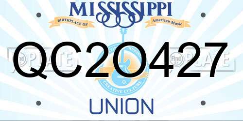 QC2O427 Mississippi License Plate