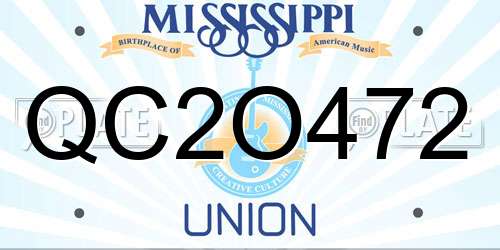 QC2O472 Mississippi License Plate