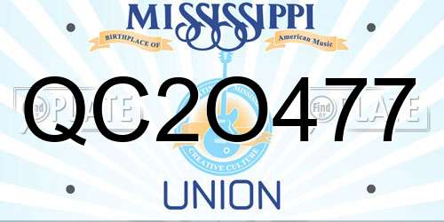 QC2O477 Mississippi License Plate