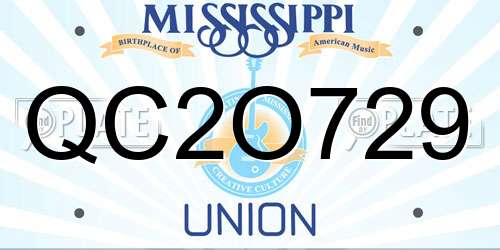 QC2O729 Mississippi License Plate
