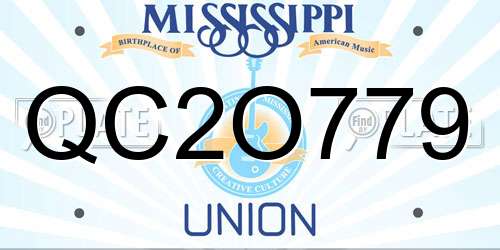 QC2O779 Mississippi License Plate