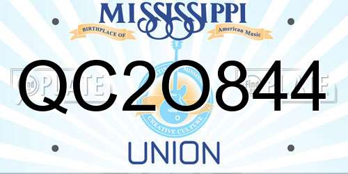 QC2O844 Mississippi License Plate