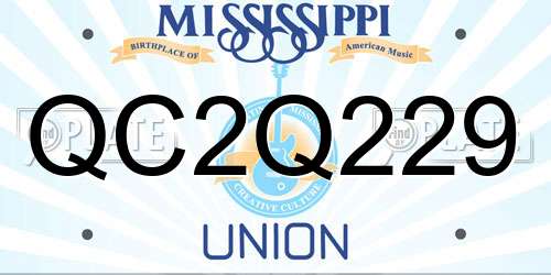 QC2Q229 Mississippi License Plate