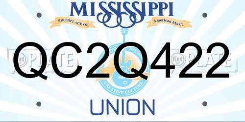 QC2Q422 Mississippi License Plate