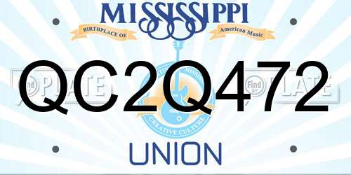 QC2Q472 Mississippi License Plate