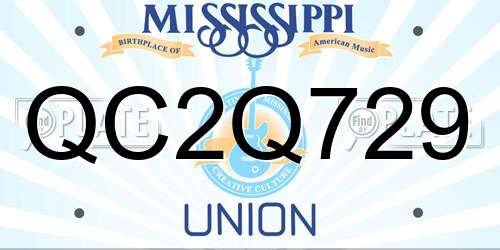 QC2Q729 Mississippi License Plate