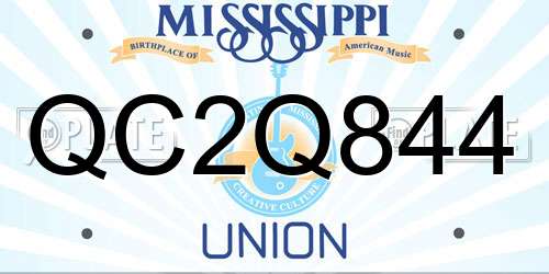 QC2Q844 Mississippi License Plate