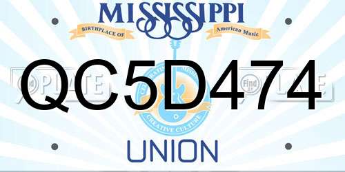 QC5D474 Mississippi License Plate