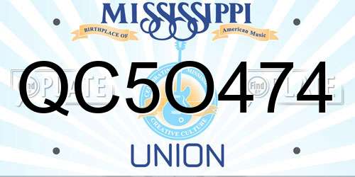 QC5O474 Mississippi License Plate