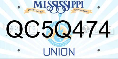 QC5Q474 Mississippi License Plate