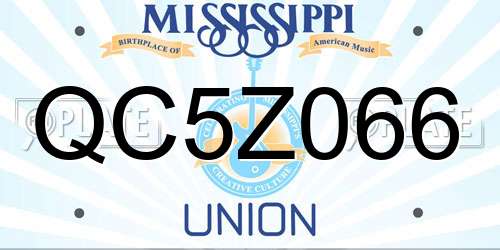 QC5Z066 Mississippi License Plate