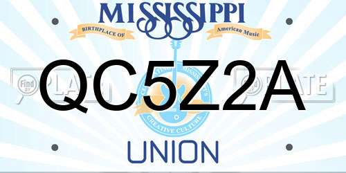 QC5Z2A Mississippi License Plate