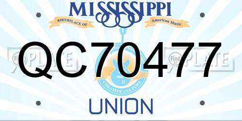 QC70477 Mississippi License Plate