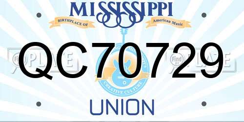 QC70729 Mississippi License Plate