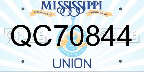 QC70844 Mississippi License Plate