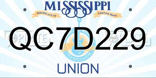 QC7D229 Mississippi License Plate