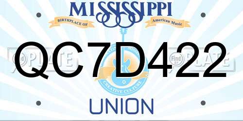 QC7D422 Mississippi License Plate