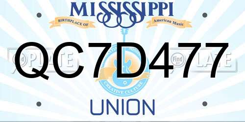 QC7D477 Mississippi License Plate