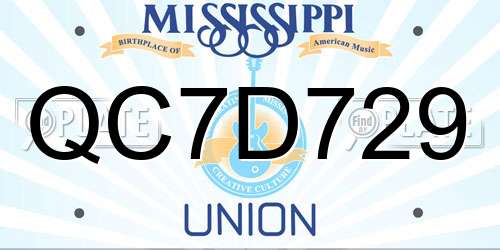QC7D729 Mississippi License Plate