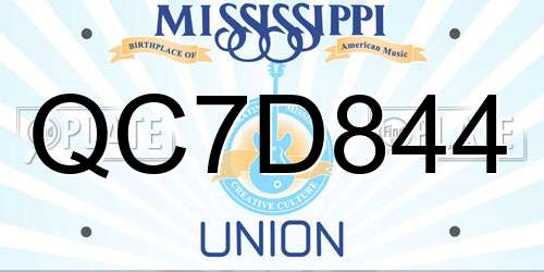 QC7D844 Mississippi License Plate