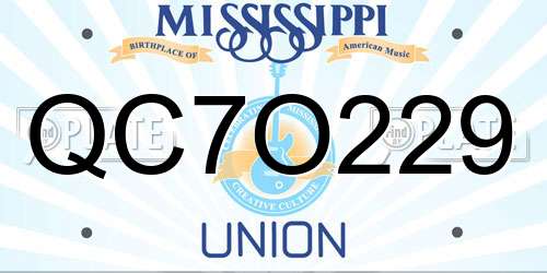 QC7O229 Mississippi License Plate