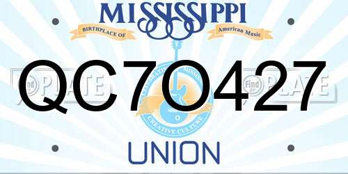 QC7O427 Mississippi License Plate