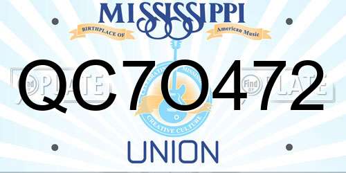 QC7O472 Mississippi License Plate